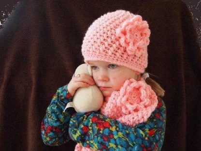 Lichtrose beanie klotset.