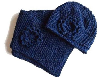 Donkerblauw Beanie klotset - Afbeelding 2