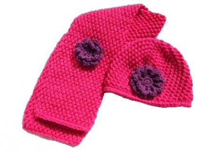 Fuchsia Beanie klotset / paarse bloem. - Afbeelding 2