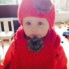Fuchsia Beanie klotset / paarse bloem. - Afbeelding 3