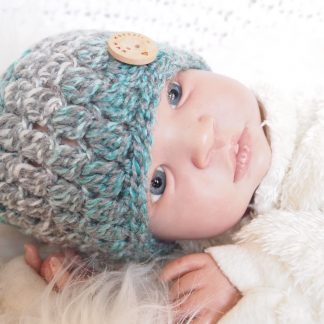 Baby beanie muts met knoop